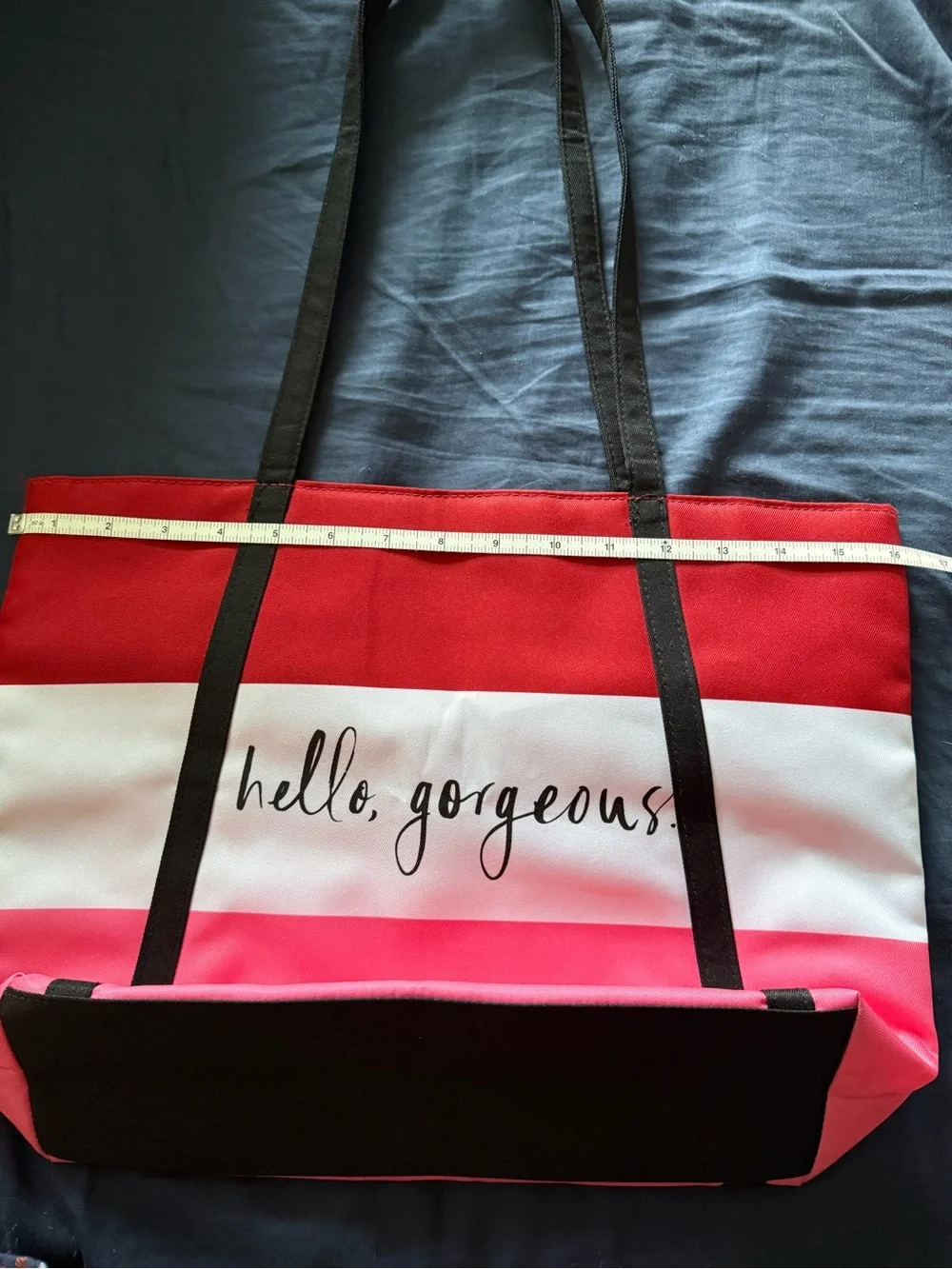 kate spade Red, White & Pink Striped Tote with Black Straps